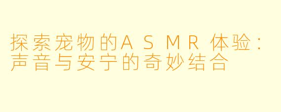 探索宠物的ASMR体验：声音与安宁的奇妙结合
