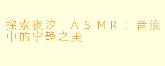 探索夜汐 ASMR：音浪中的宁静之美
