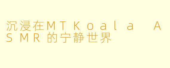 沉浸在MTKoala ASMR的宁静世界