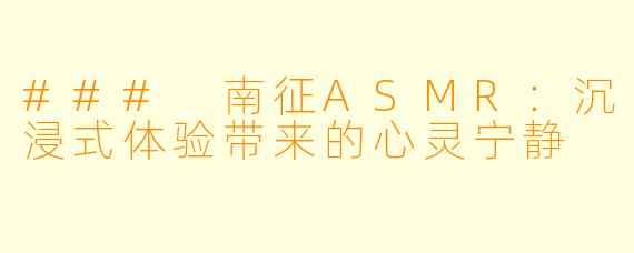 ### 南征ASMR：沉浸式体验带来的心灵宁静