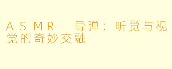 ASMR 导弹:听觉与视觉的奇妙交融