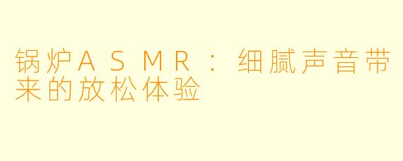 锅炉ASMR：细腻声音带来的放松体验