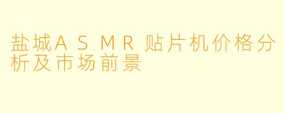 盐城ASMR贴片机价格分析及市场前景