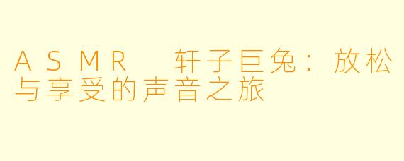 ASMR 轩子巨兔：放松与享受的声音之旅