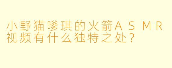 小野猫嗲琪的火箭ASMR视频有什么独特之处?