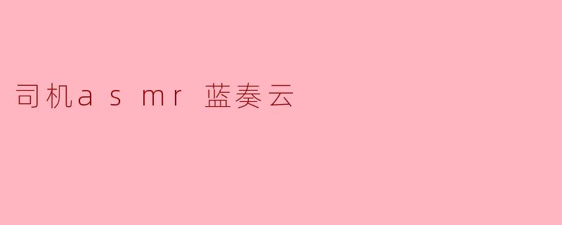 司机asmr蓝奏云